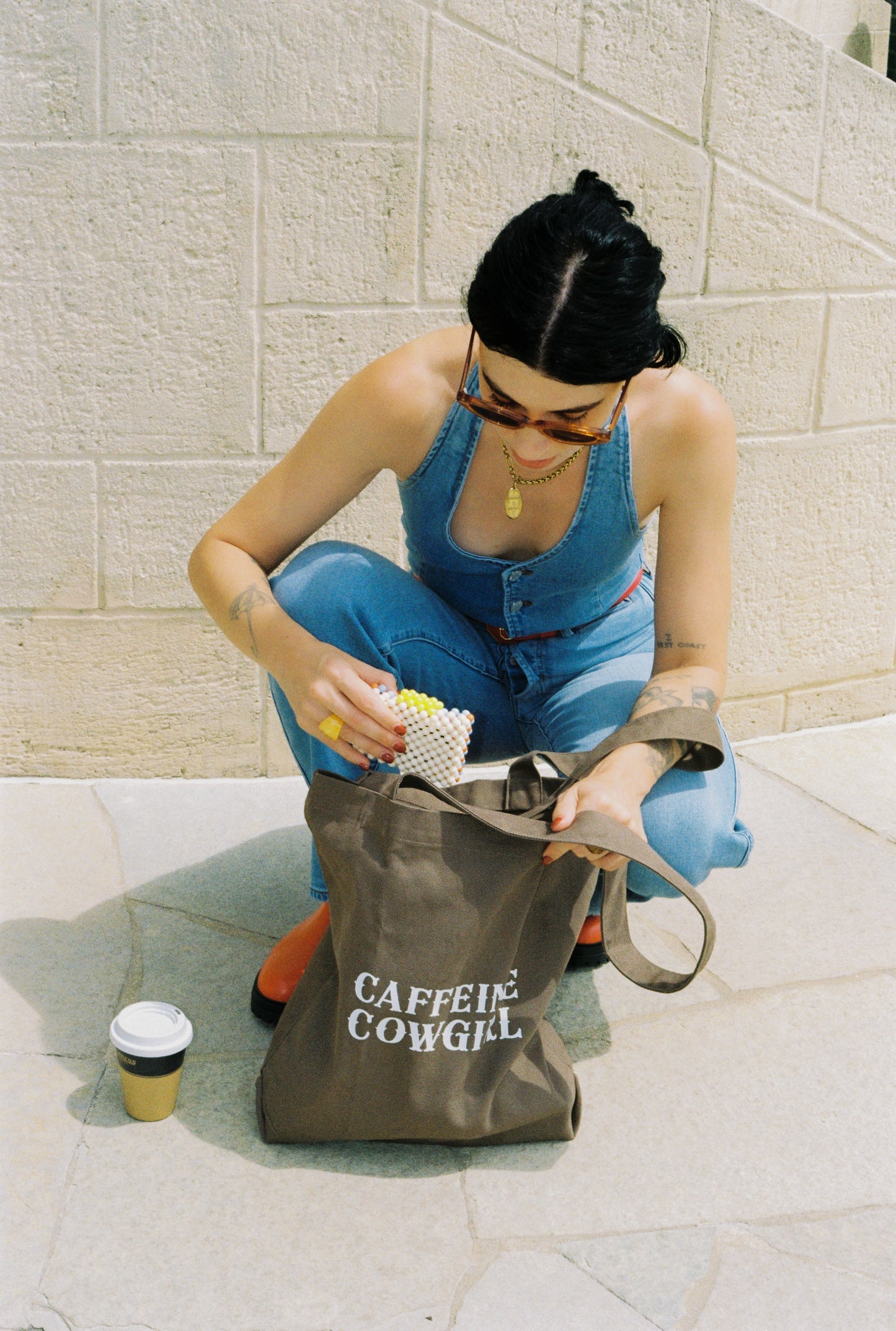 'CAFFEINE COWGIRL' TOTE BAG
