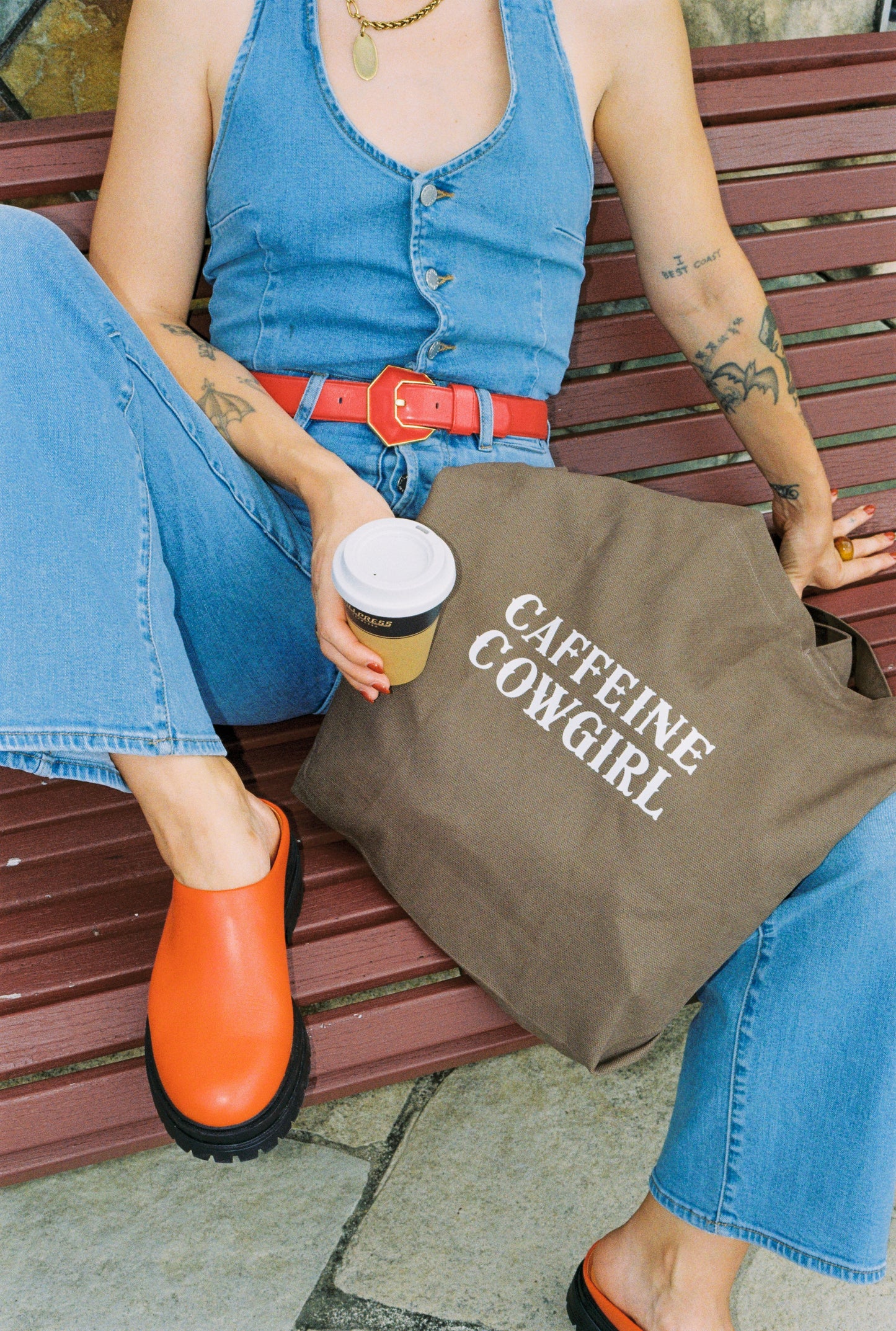 'CAFFEINE COWGIRL' TOTE BAG